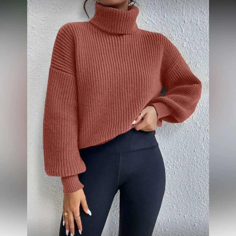 Dusty Rose Turtleneck Sweater